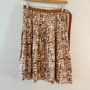 Carole Little Brown Abstract Circle Skirt 100% silk